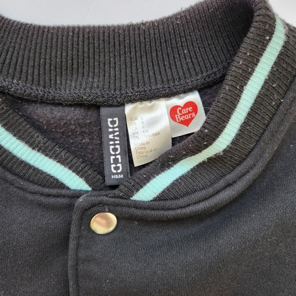 Care Bears You Wish Sweater Jacket Black Kidcore 80's Sporty Cute Fandom Small - Picture 8 of 15
